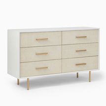 Online Designer Bedroom Margot (56.2") 6-Drawer Dresser, Whitewashed, Light Bronze,