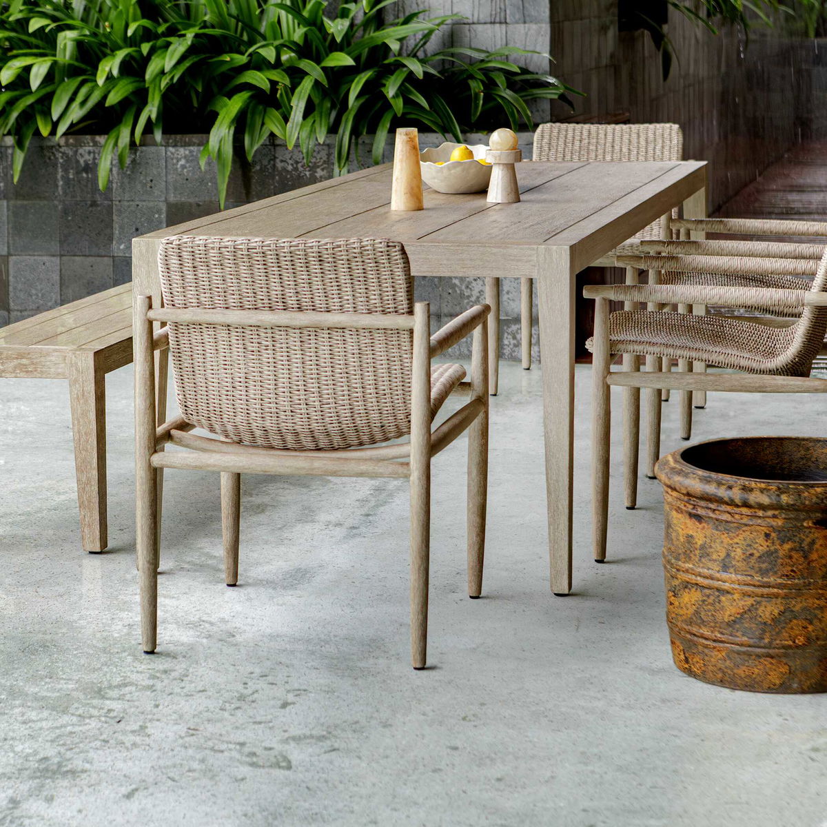 Sumba Wicker Outdoor Dining Chair, Outdoor Chair by Uttermost, 1'11.75" width x 2'8.75" height x 2'0.5" depth View 2
