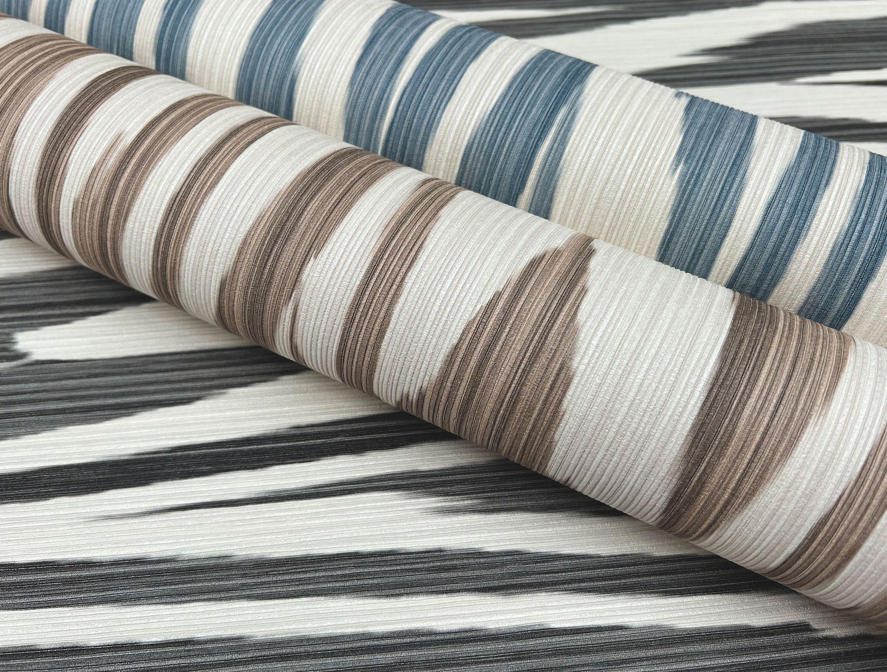 Flamed Zigzag Blue & Cream Wallpaper large image 