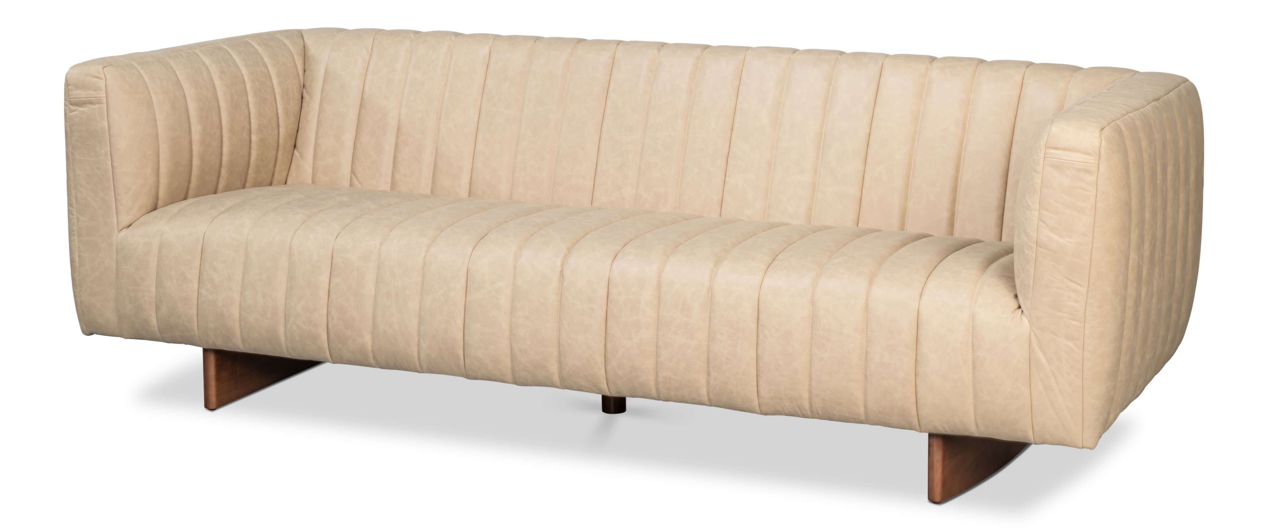 Denys Leather Sofa, Cappuccino White, Sofas & Sectional by Sarreid, 85" length x 35" width x 28" height View 1