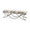 Ayla 55L x 17.6W x 18H Light and Dark Gray Fabric Seat with Antique Gold Metal Frame Bench, Benche by Mercana, 55" length x 17.6" width x 18" height thumbnail 1