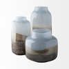 Nasser I Short Blue/Gold/Chrome Urn Style Glass Vase, by Mercana, 10.08" length x 10.08" width x 9.45" height thumbnail 4