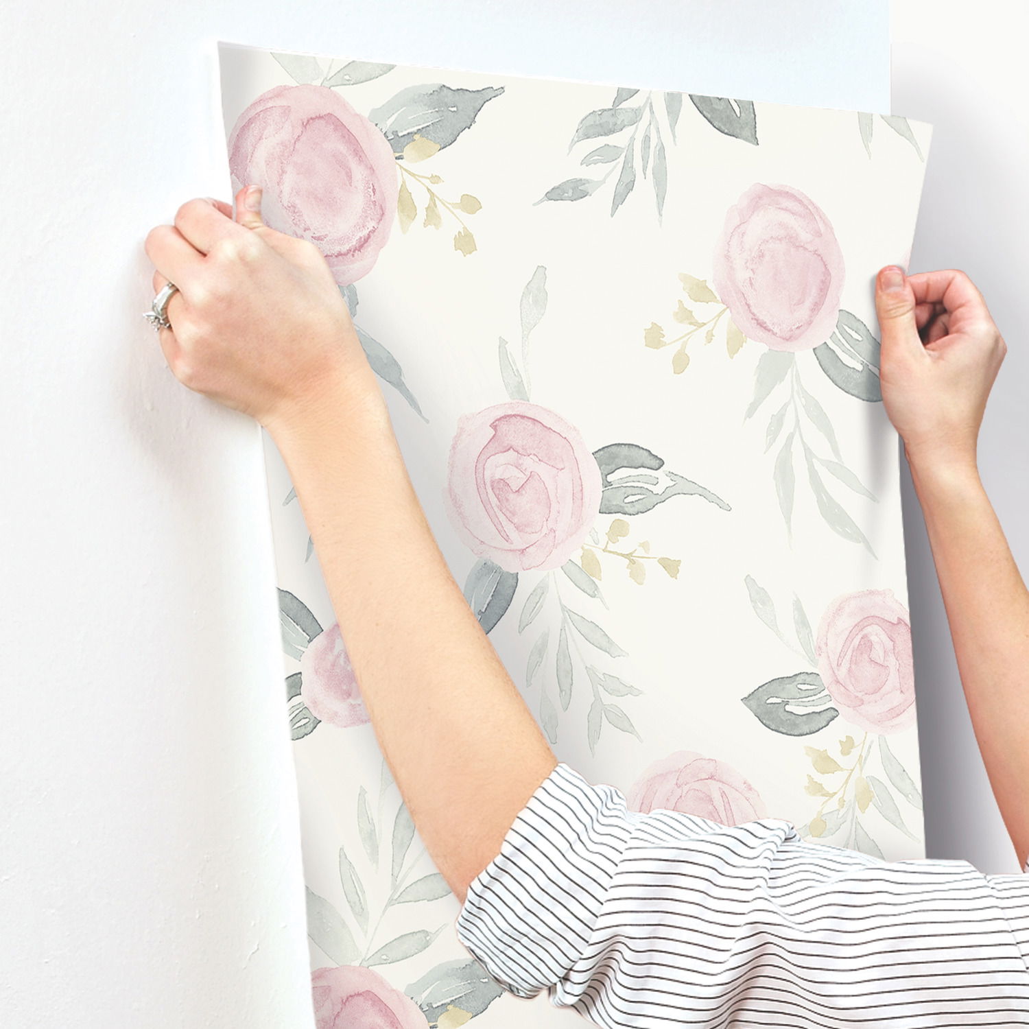 Watercolor Roses Pink Wallpaper large image 
