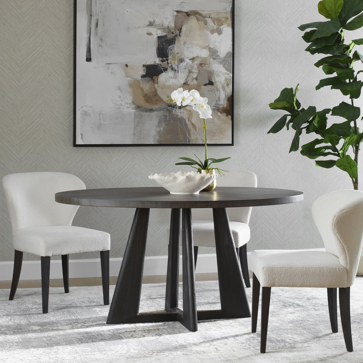 Pulsar Round Gray Walnut Dining Table, by Uttermost, 60" width x 30" height x 44" depth View 2