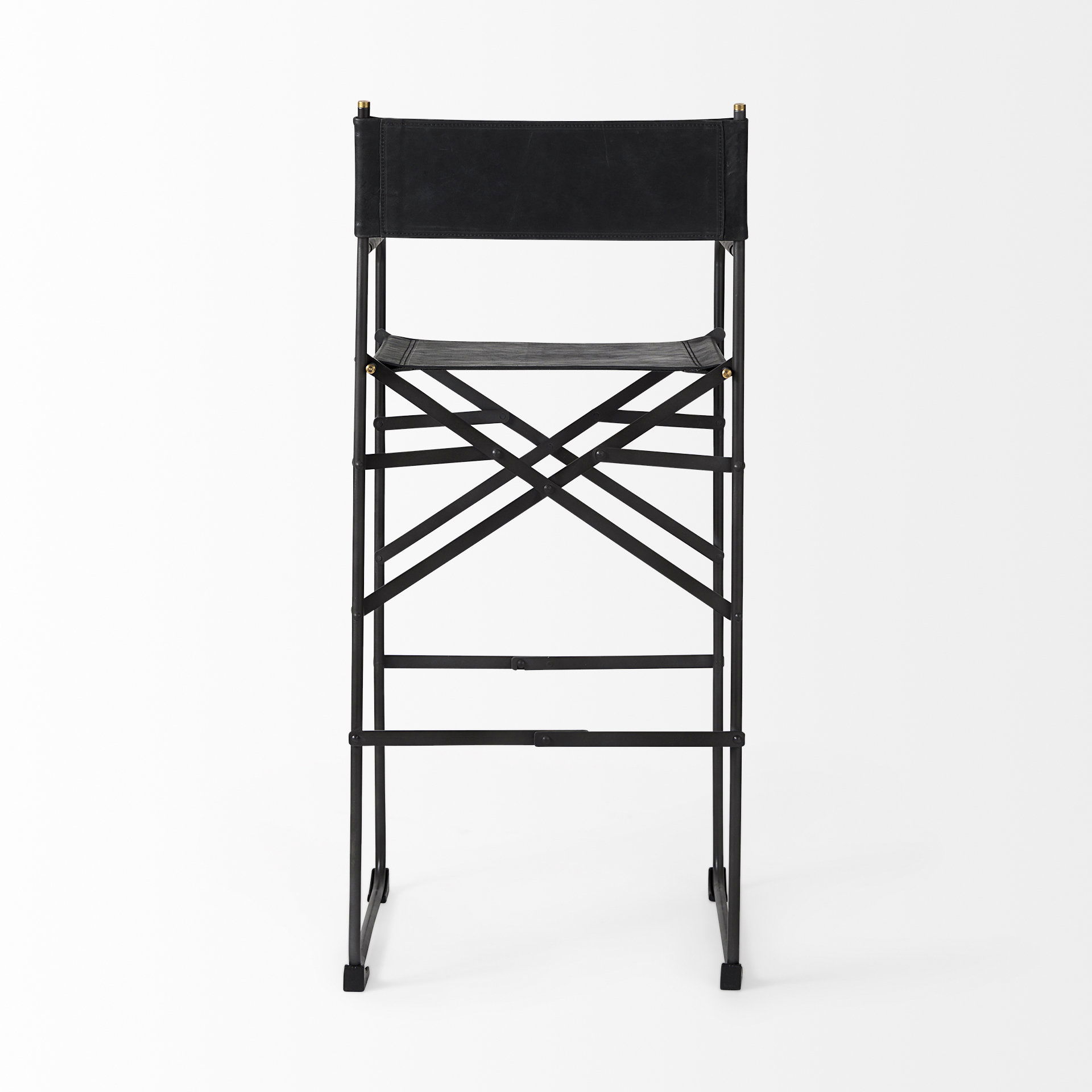 Direttore 19.3L x 19.3W x 44.1H Black Leather Seat with Black Iron Frame Bar Stool, Counter & Bar Stool by Mercana, 19.3" length x 20" width x 44.1" height View 4