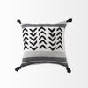 Kimia 20L x 20W White and Black Fabric Herringbone and Fringed Decorative Pillow Cover thumbnail 7