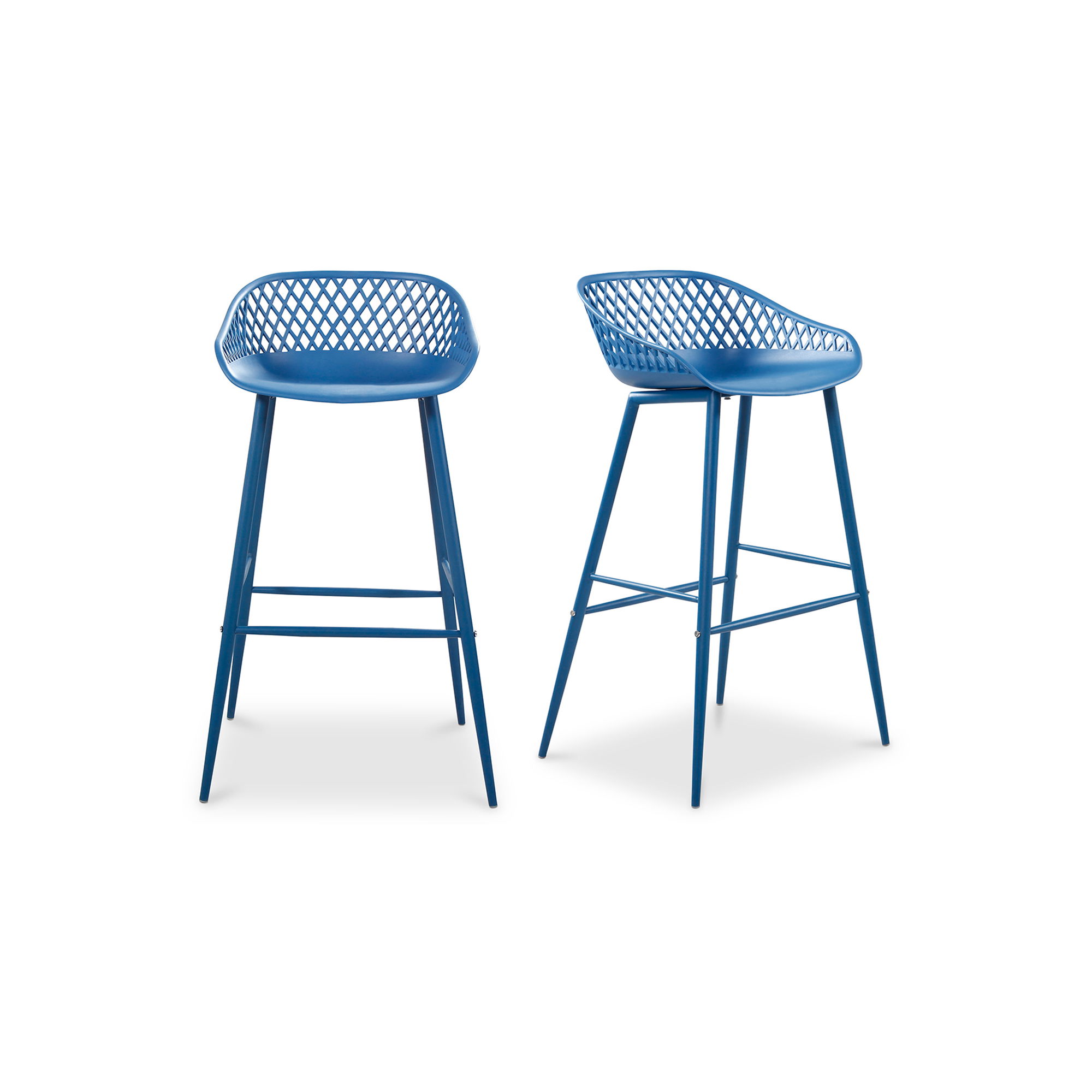 Piazza Outdoor Barstool Blue - Set Of Two, Outdoor Chair by Moe's Home, 1'7.29" width x 3'1.2" height x 1'7.68" depth View 2