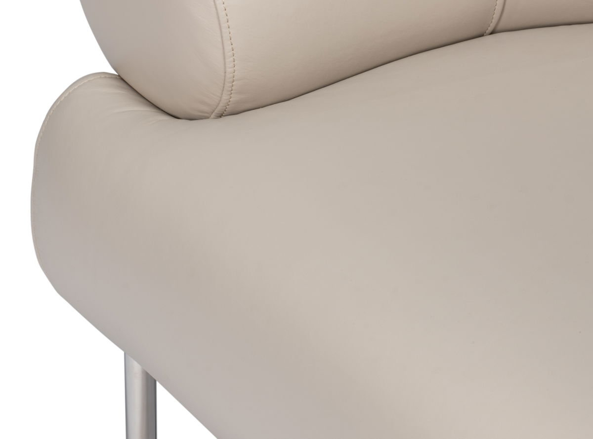 Rondo Occasional Leather Chair White, by Sarreid, 2'7" length x 3'2" width x 2'6" height View 6