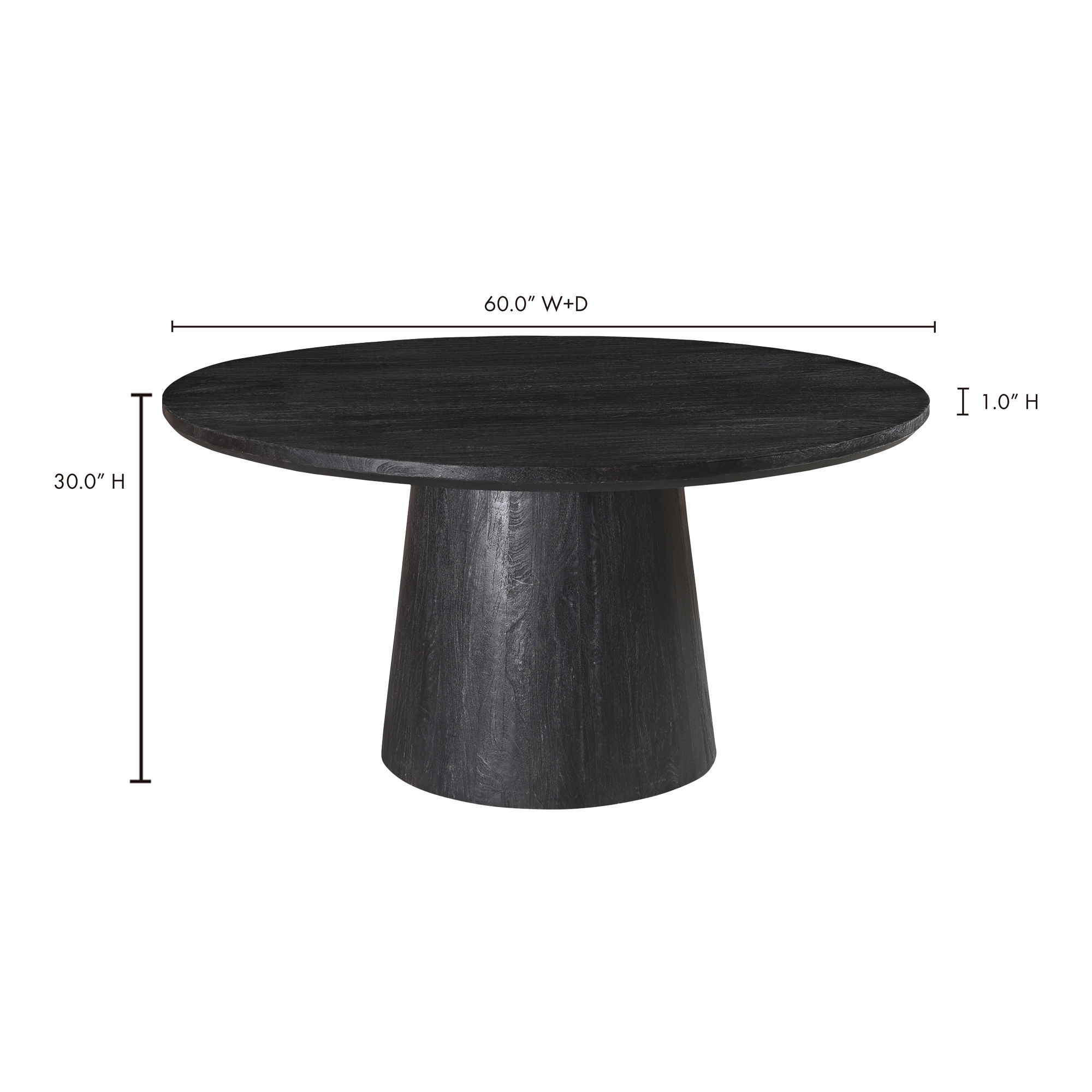 Cember Dining Table Black, by Moe's Home, 60" width x 30" height x 60" depth View 8