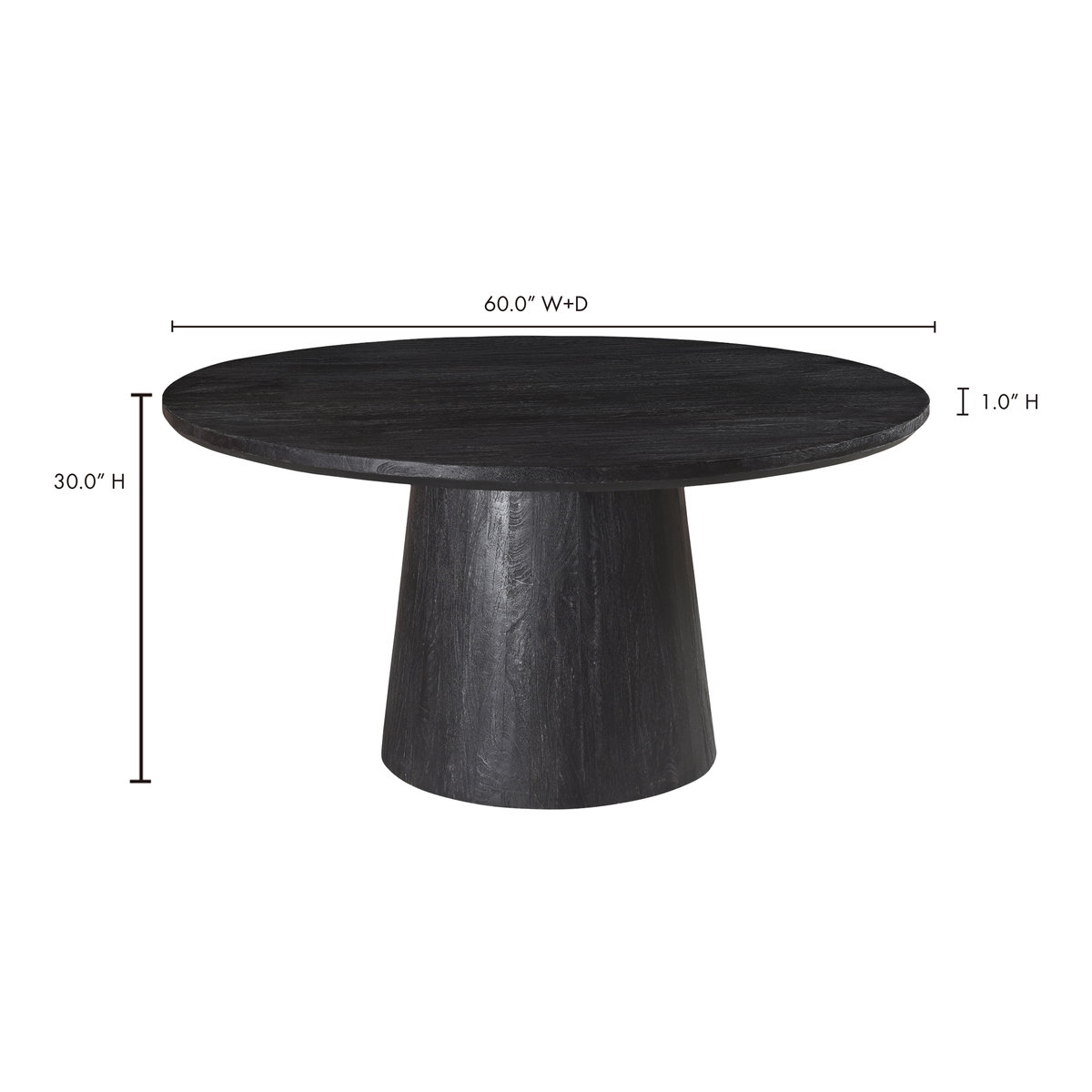 Cember Dining Table Black, by Moe's Home, 60" width x 30" height x 60" depth View 8