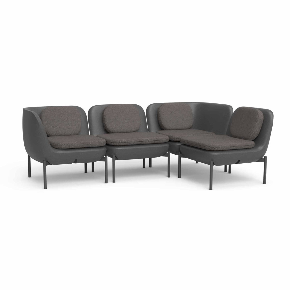 Inou Elements Modular Four-seater Sectional Sofa, Outdoor Furniture by Crescent Garden, 6'9.3" width x 2'2.4" height x 4'5.3" depth View 5
