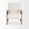 Nico Oatmeal Upholstered with Brown Wood Accent Chair, by Mercana, 25.98" length x 31.89" width x 32.28" height thumbnail 7