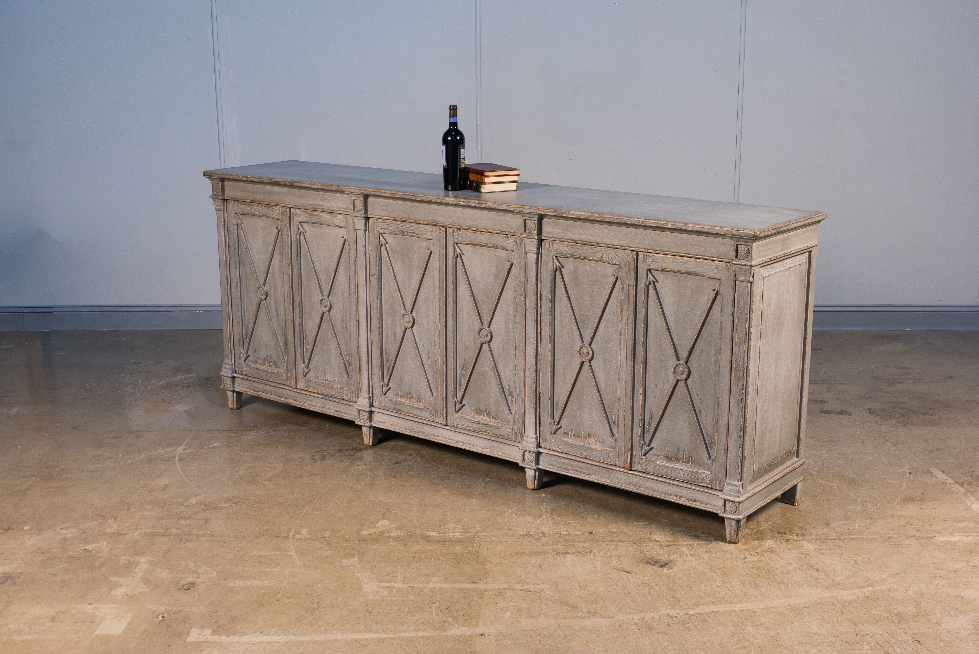 Marksman Sideboard, Concrete Grey, Cabinets & Sideboard by Sarreid, 96" length x 20" width x 39" height View 11