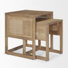 Grier Set of 2 Light Brown Solid Wood with Cane Nesting Accent Tables, Side & End Table by Mercana, 20" length x 20" width x 23" height thumbnail 8