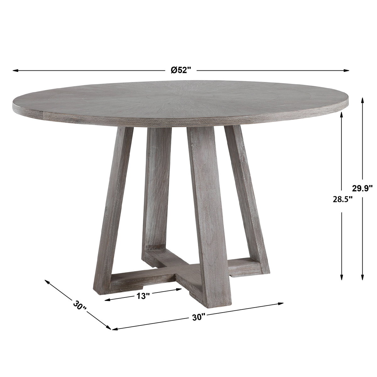Gidran Gray Dining Table, by Uttermost, 52" width x 29.9" height x 52" depth View 3