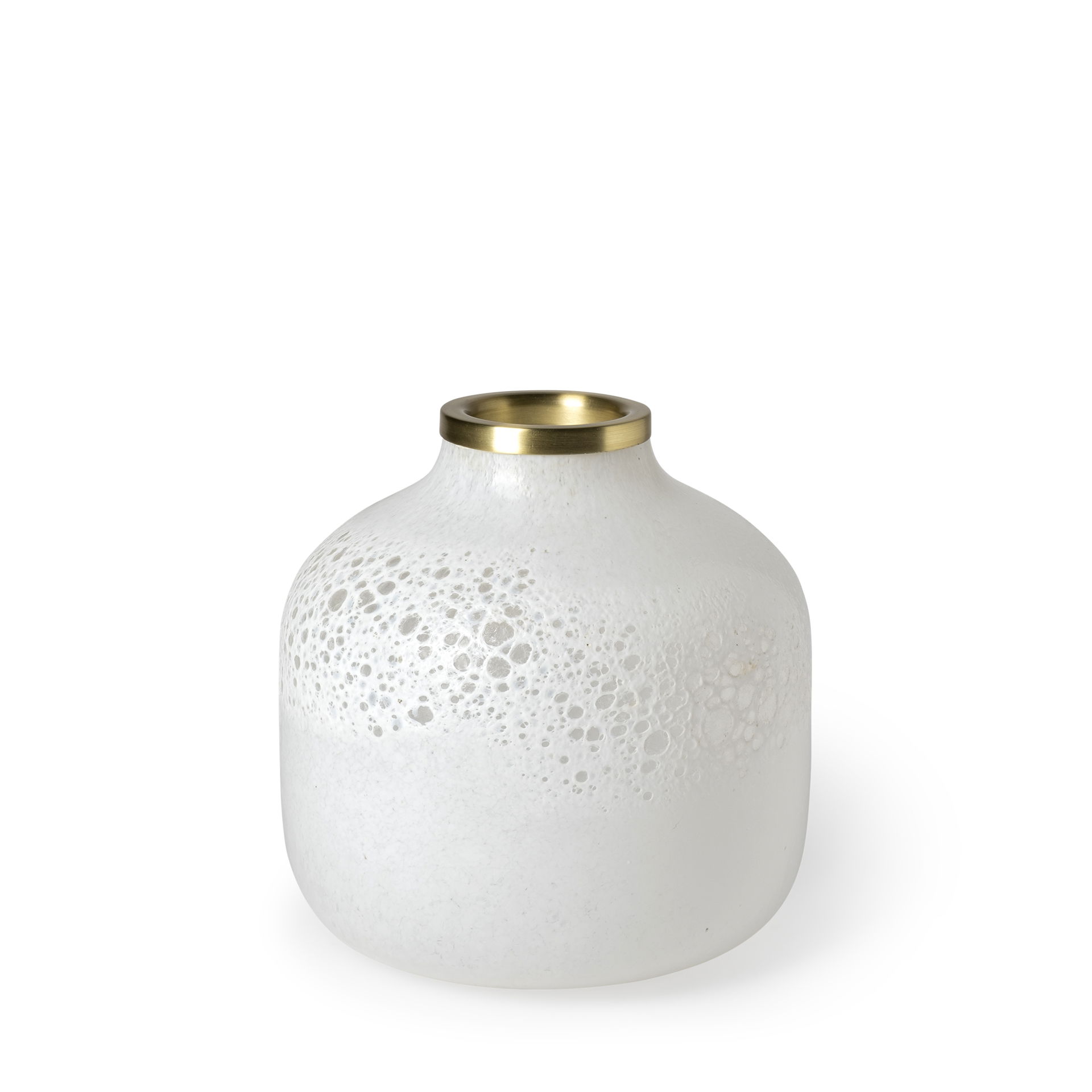 Pearl Short White Gold Rim Glass Vase large image 