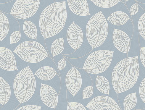 Contoured Leaves Indigo Blue Wallpaper