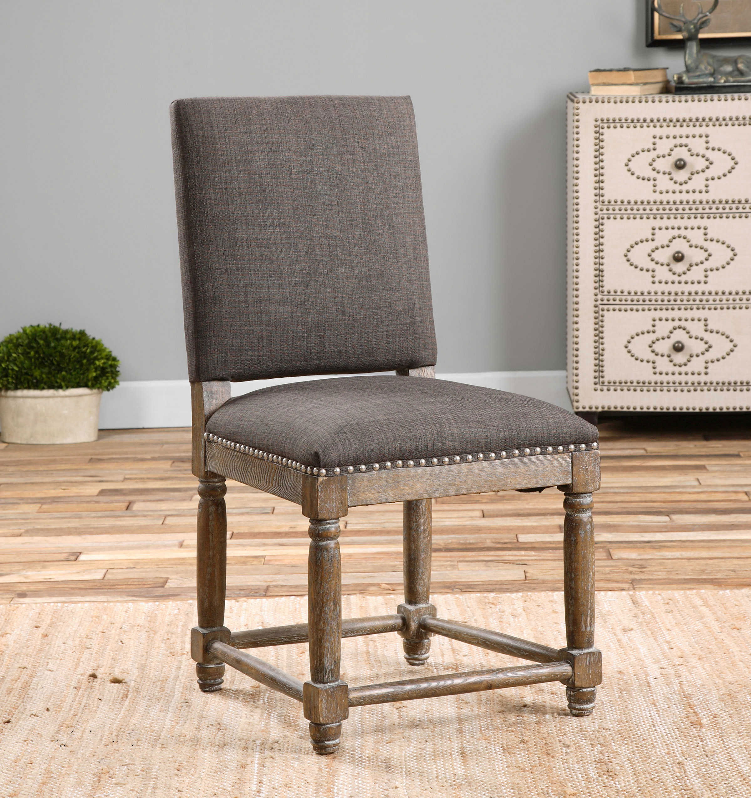 Laurens Gray Accent Chair, Furniture by Uttermost, 19" width x 38" height x 23.5" depth View 2