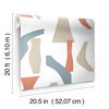 Modernist Coral & Blue Peel & Stick Wallpaper thumbnail 3