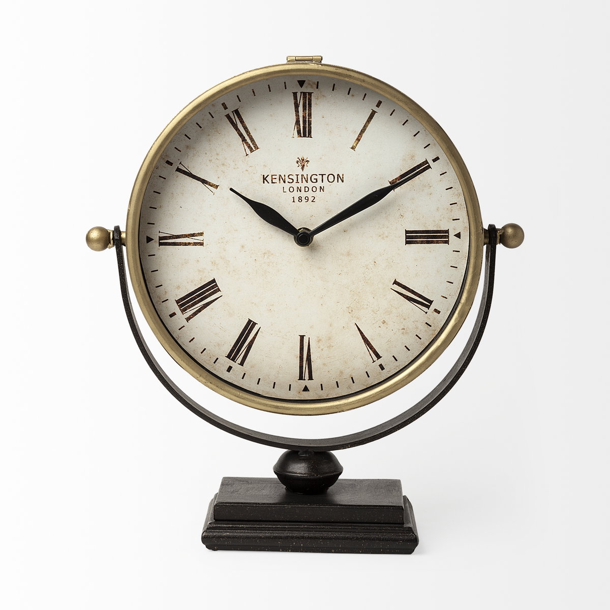 Houston Gold Metal Half Moon Base Table Clock, by Mercana, 4" length x 12" width x 13" height View 4