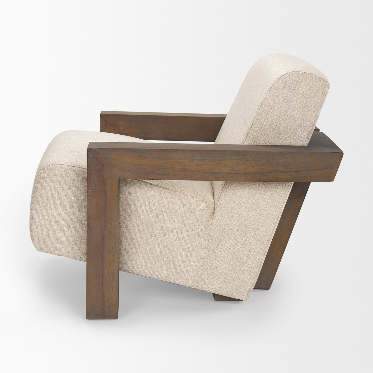 Sovereign Oatmeal Fabric Upholstered with Solid Wood Frame Accent Chair, by Mercana, 28.25" length x 34.75" width x 29.5" height View 3