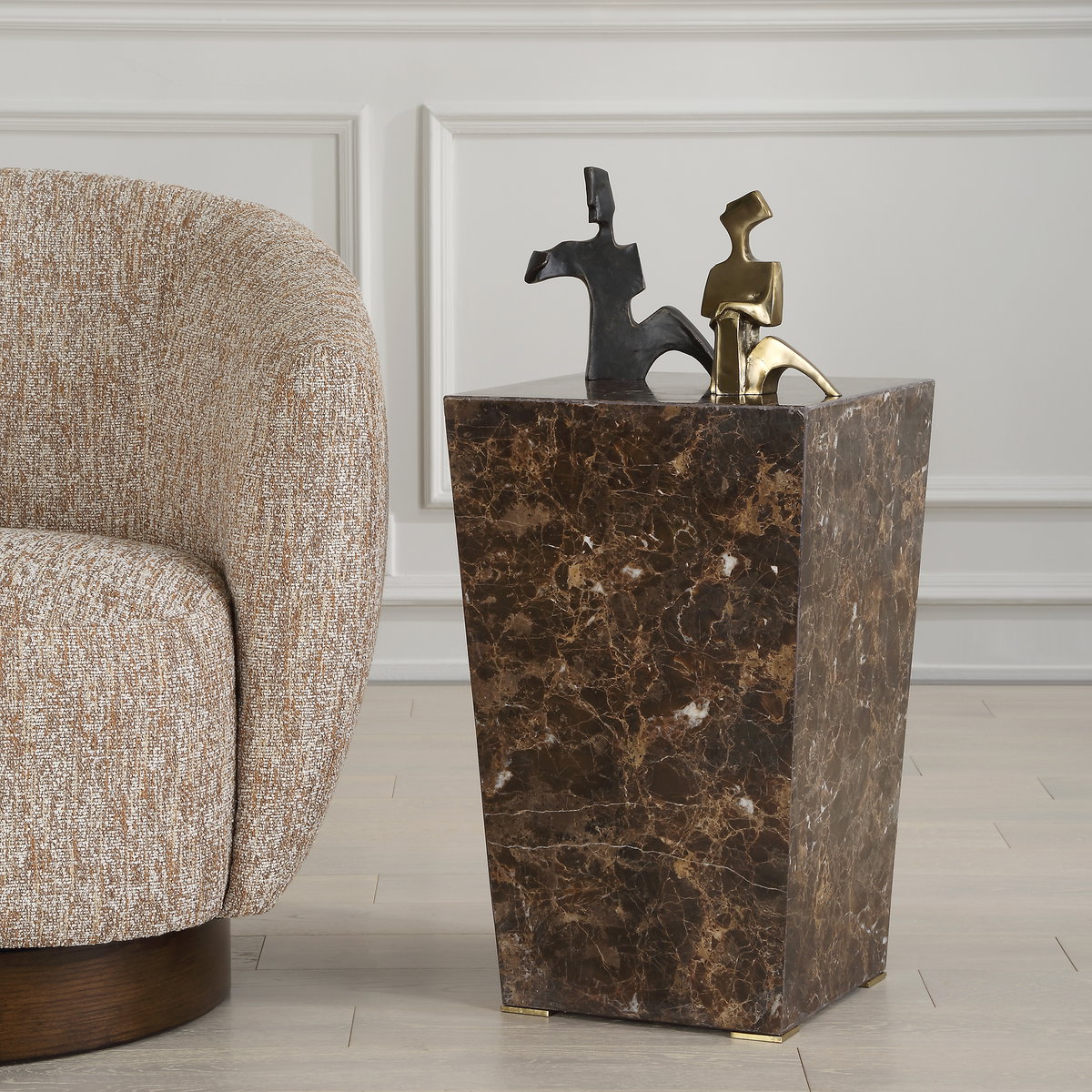 Poe Marble Accent Table, Side & End Table by Uttermost, 14.12" width x 22.75" height x 14.12" depth View 2