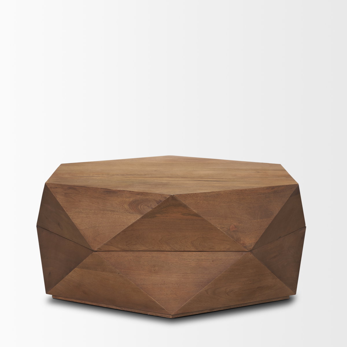 Arreto 36' Hexagonal Hinged Solid Wood Top and Base Coffee Table, by Mercana, 36" length x 36" width x 15" height View 5