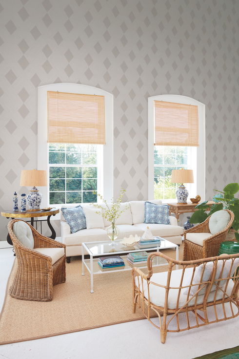 Beveled Edge Beige Wallpaper
