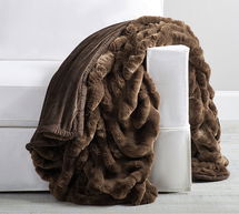 Online Designer Other Faux Fur Ruched Throw, 60 x 80", Espresso