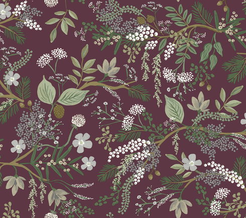 Juniper Forest Burgundy Wallpaper
