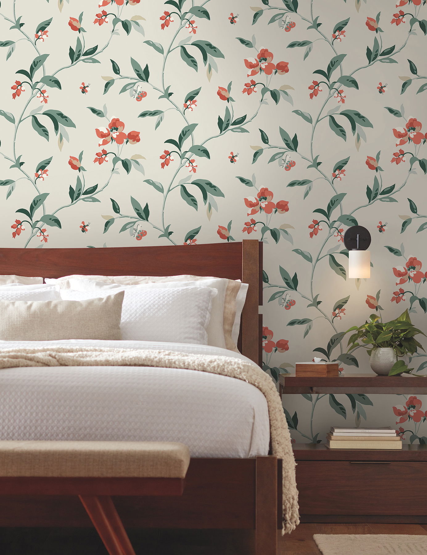Springtime Beige & Orange Wallpaper large image 