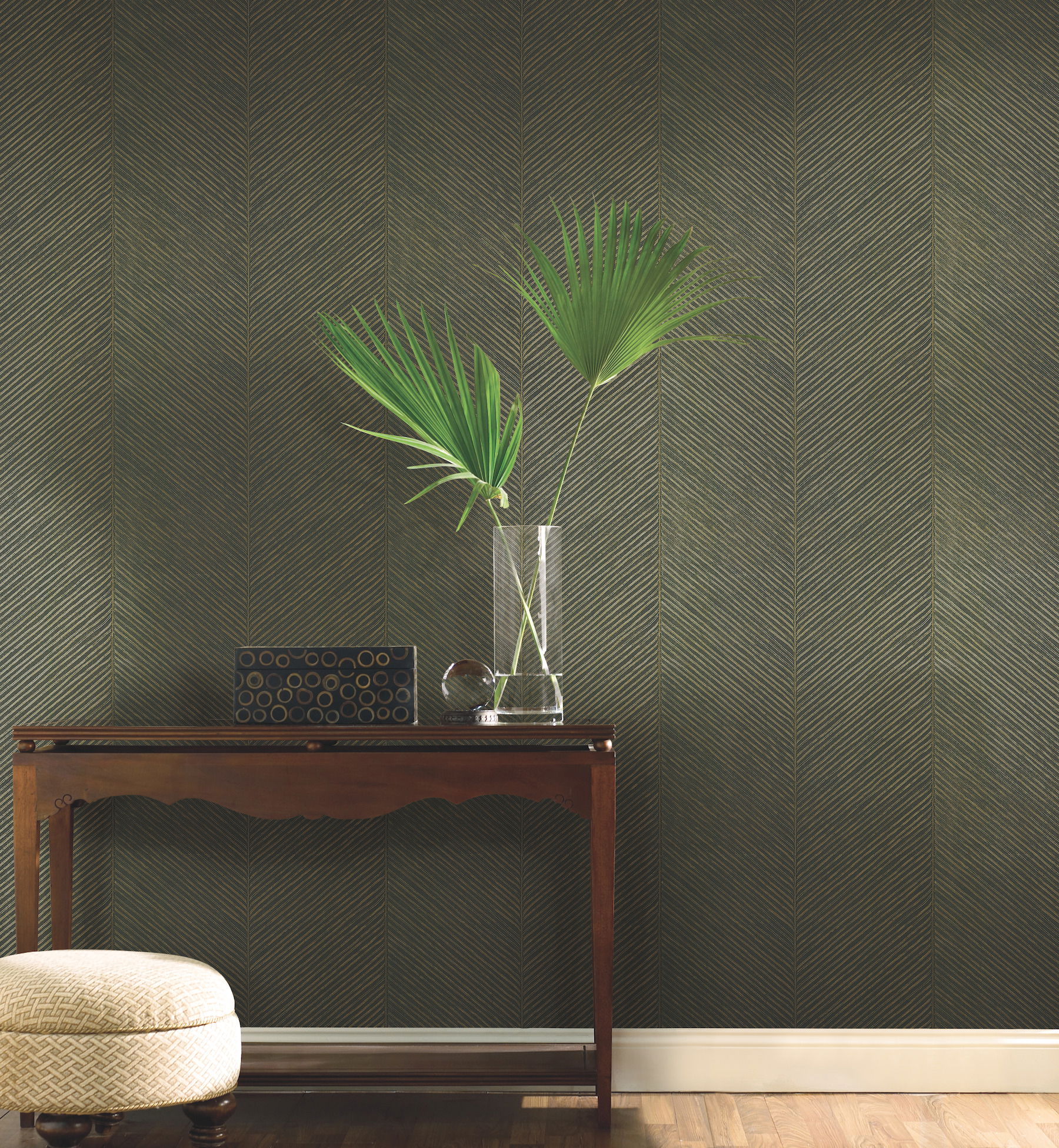 Palm Chevron  Wallpaper, by York Wall, 32'9.6" length x 1'8.8" width x 0.02" depth View 3
