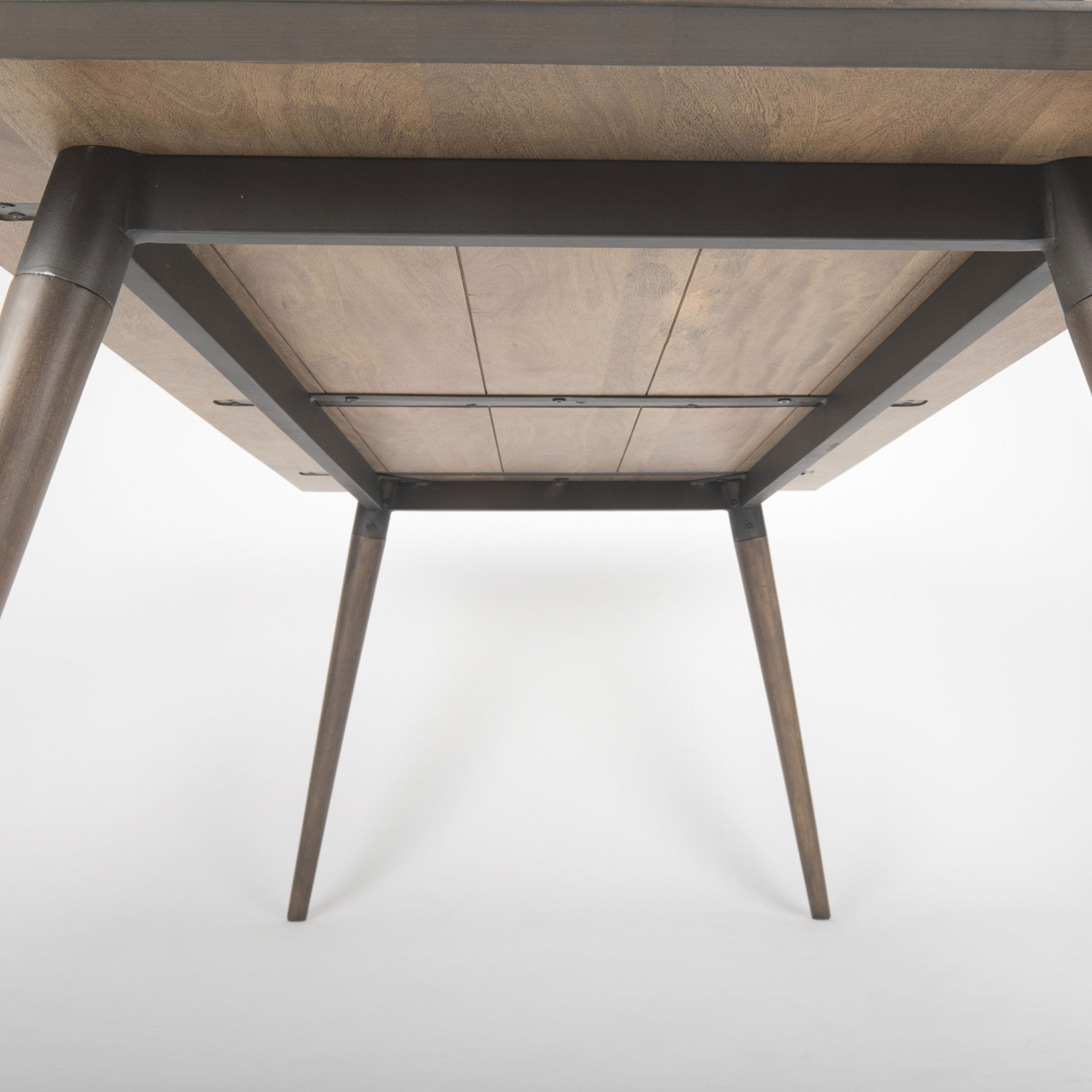 Nicholas II 72x39 Brown Solid Wood Top Metal/Wood Leg Dining Table, by Mercana, 72" length x 39" width x 30" height View 12