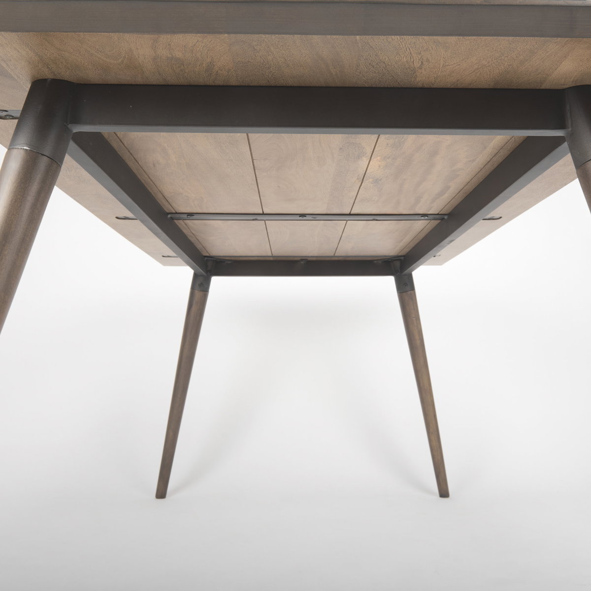 Nicholas II 72x39 Brown Solid Wood Top Metal/Wood Leg Dining Table, by Mercana, 72" length x 39" width x 30" height View 12