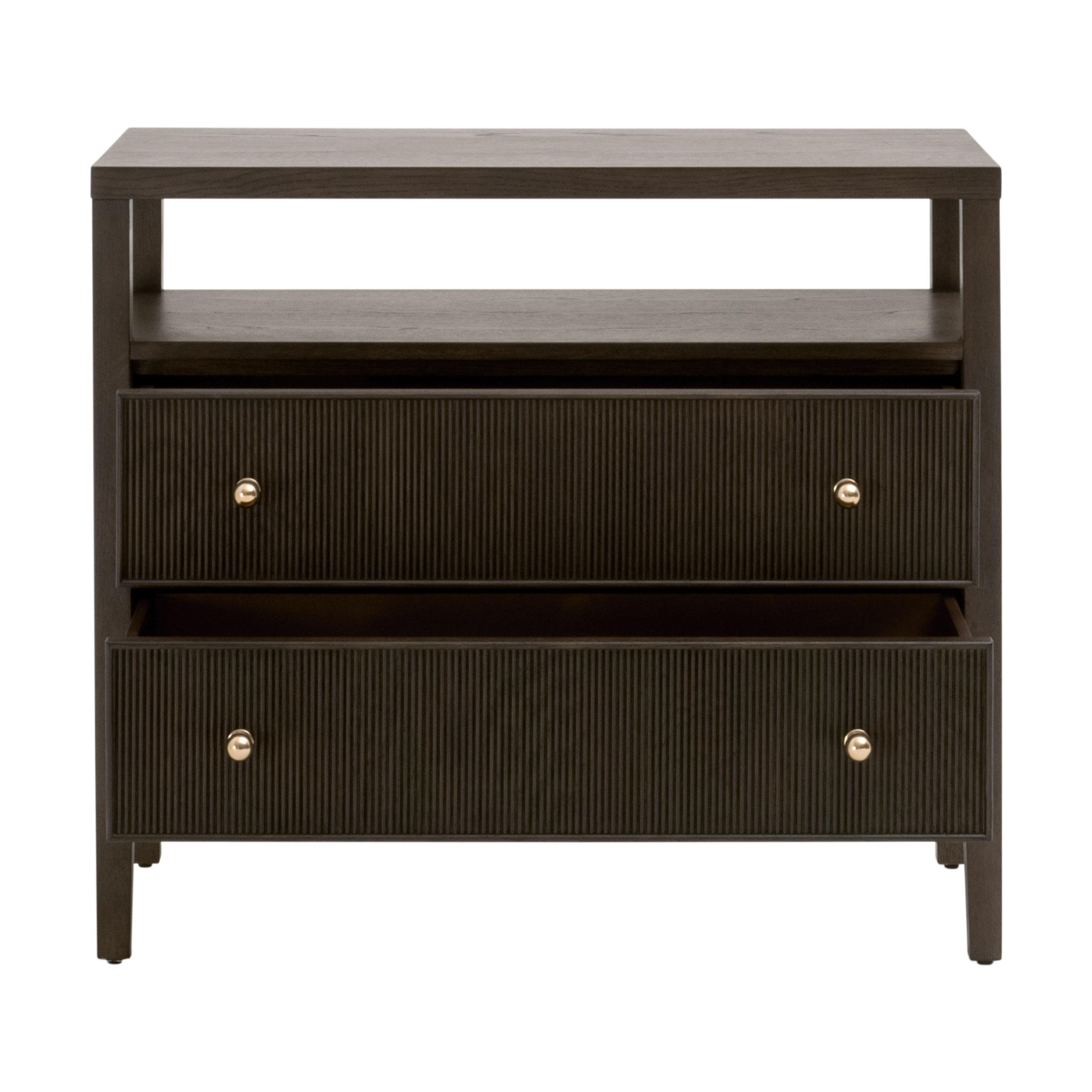 Highland Open Shelf 2-Drawer Nightstand, by Essentials for Living, 34" width x 30" height x 17" depth View 2