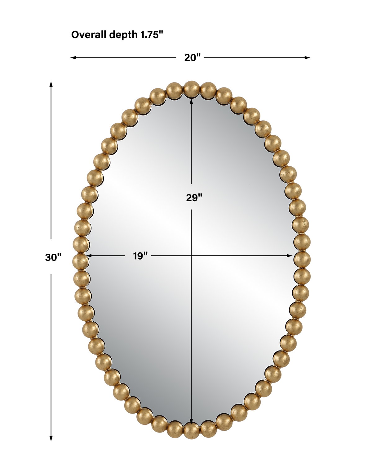 Serna Gold Oval Mirror, by Uttermost, 1'8" width x 2'6" height x 1.75" depth View 3