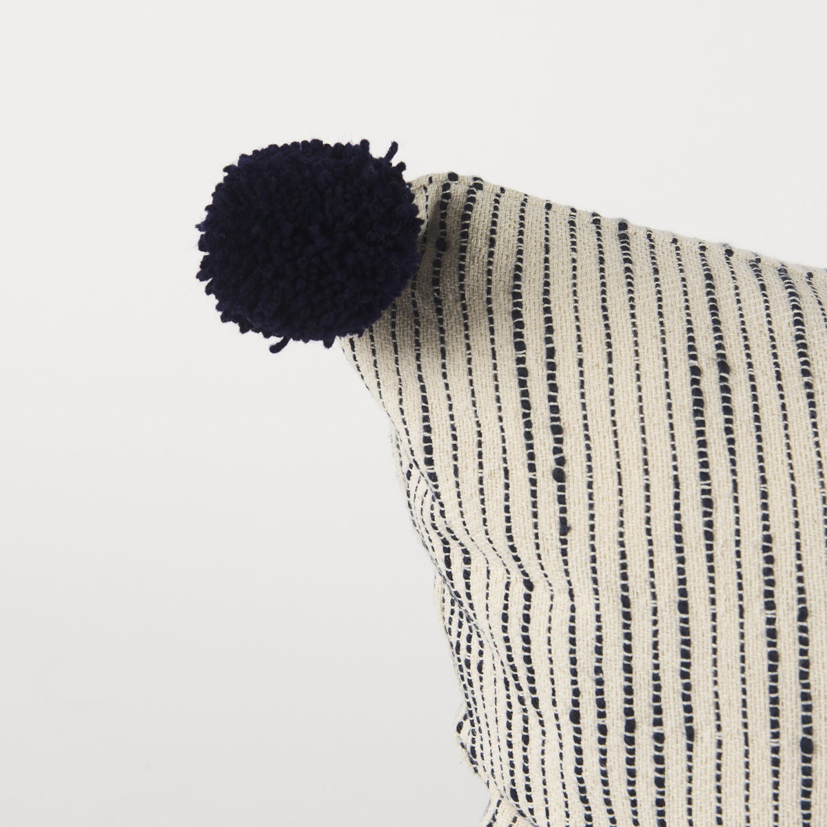 Krystal 18 x 18 Cream/Black Pom Pom Pillow Cover, Decorative Pillow by Mercana, 18" length x 18" width x 0.2" height View 6