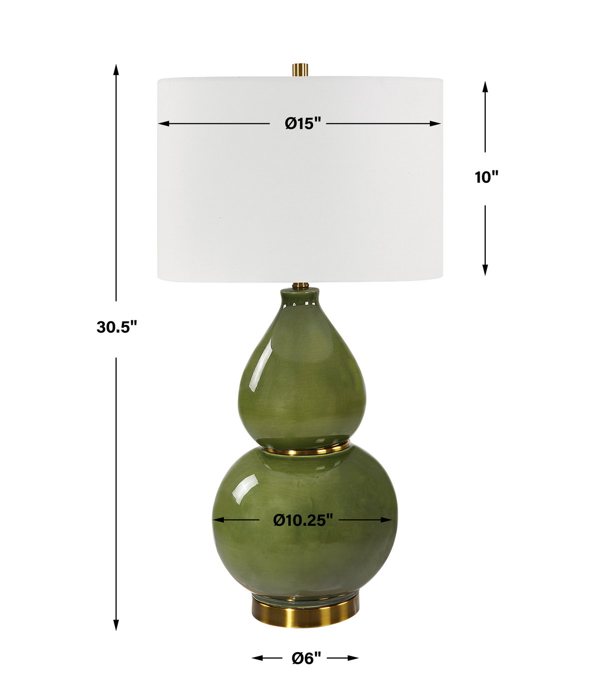Gourd Green Table Lamp, by Uttermost, 1'4" width x 2'6.5" height x 1'4" depth View 3
