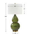 Gourd Green Table Lamp, by Uttermost, 16" width x 30.5" height x 16" depth thumbnail 3