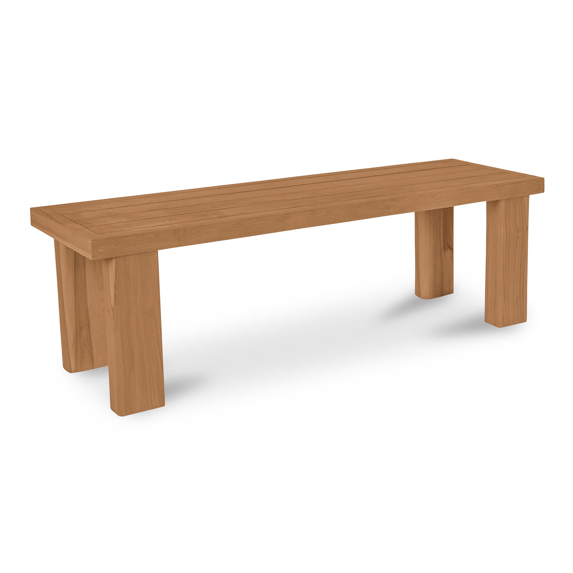 Marina Outdoor Dining Bench Natural, Benche by Moe's Home, 57.99" width x 17.99" height x 16.02" depth View 5