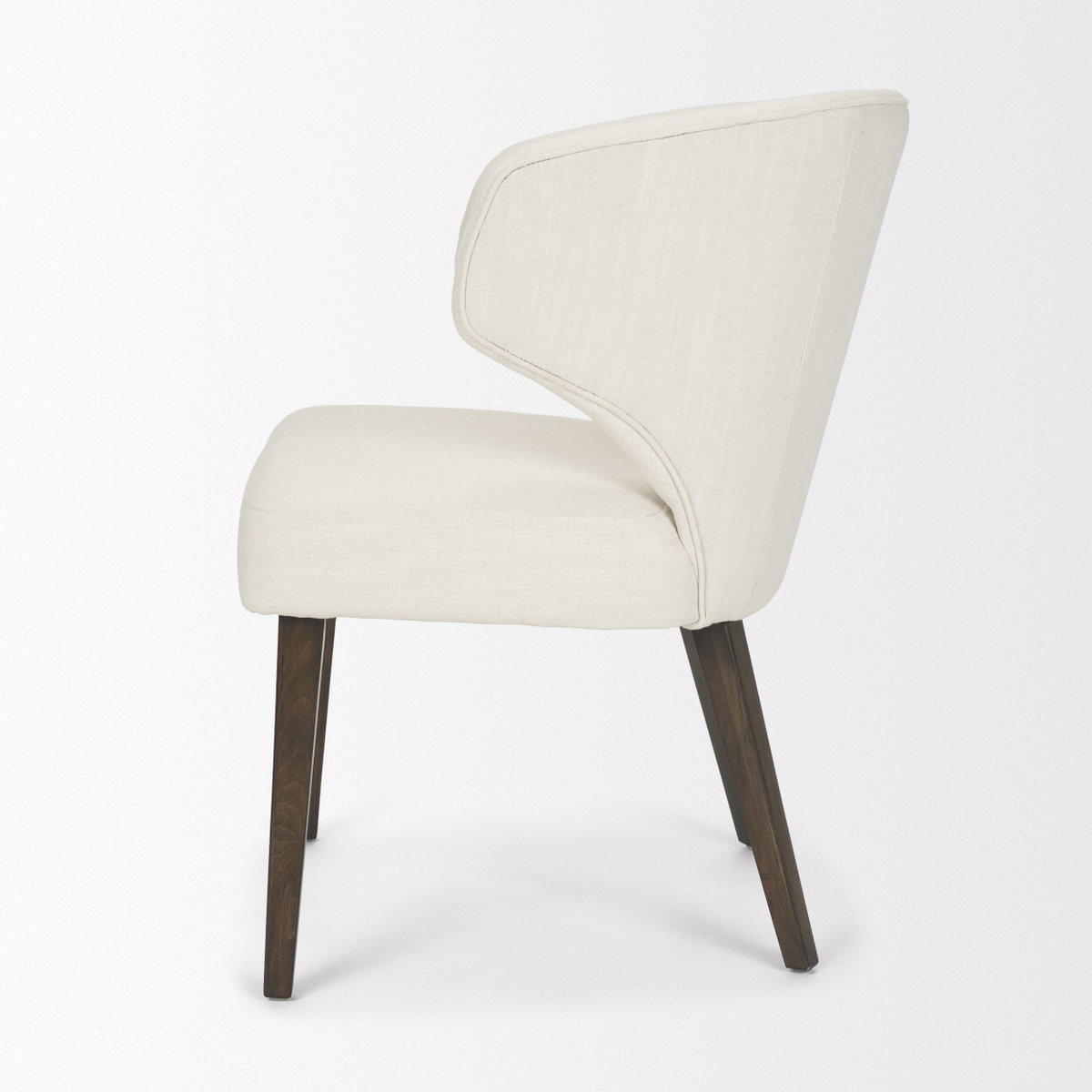 Niles Wingback Dining Side Chair | Cream Fabric with Dark Brown Wooden, Dining Chair by Mercana, 22.5" length x 24.5" width x 32" height View 6