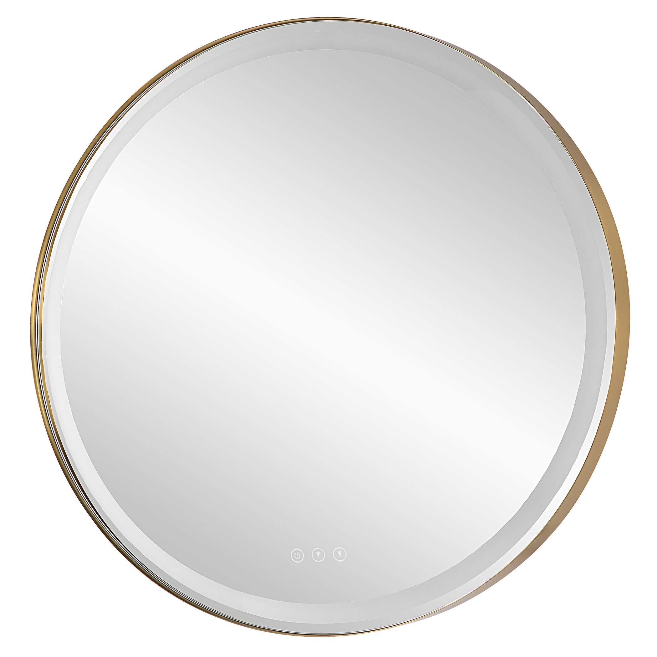 Crofton Lighted Brass Round Mirror, by Uttermost, 32" width x 32" height x 2.12" depth View 8