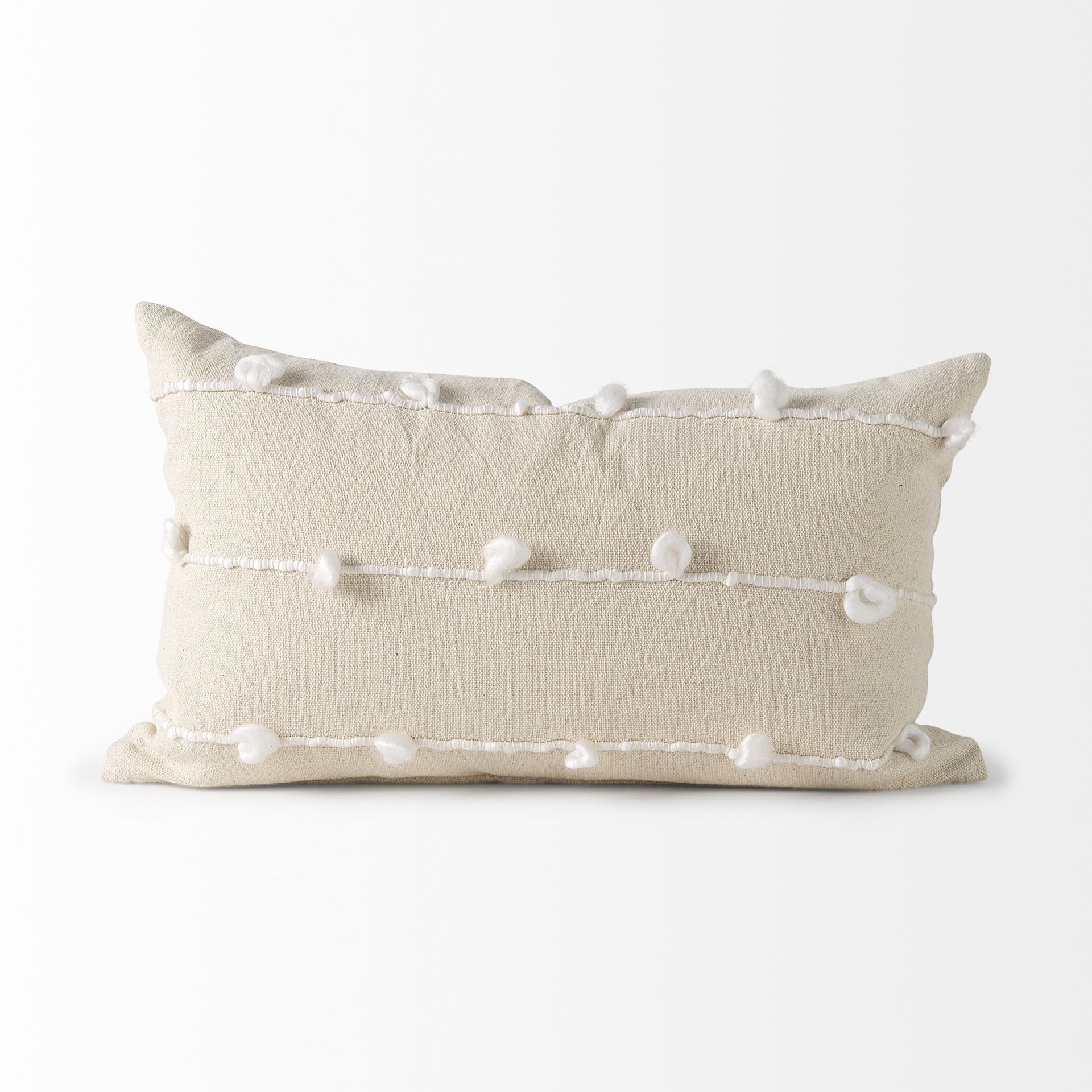Erica 13 x 21 Cream With White Detail Decorative Pillow Cover large image 