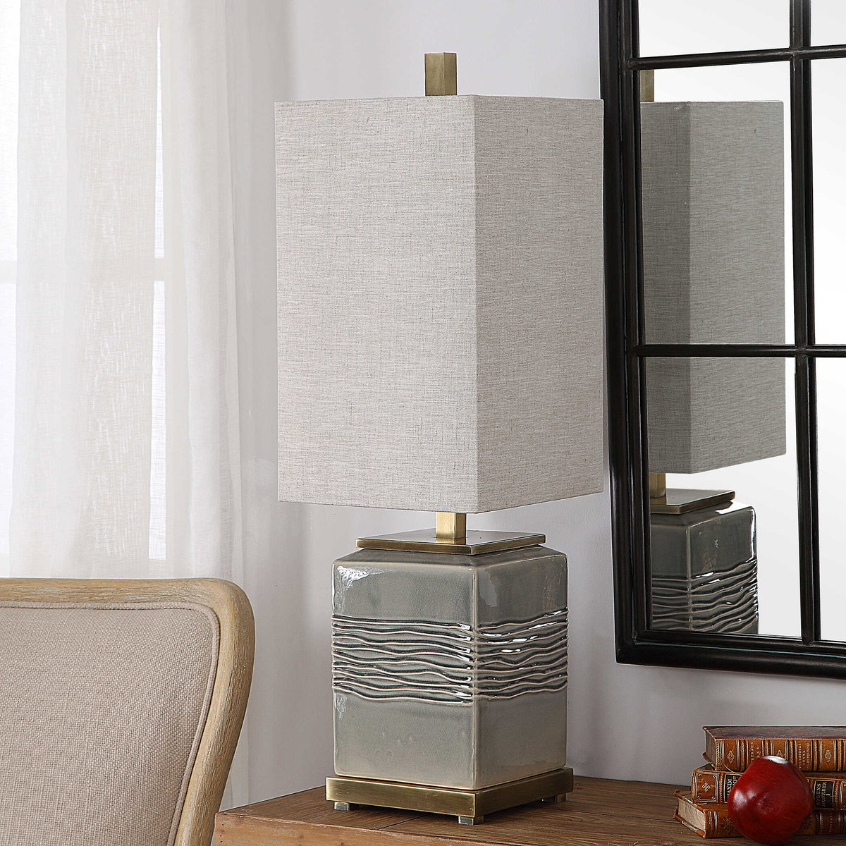 Covey Gray Glaze Buffet Lamp, by Uttermost, 10" width x 2'7.75" height x 10" depth View 5