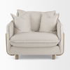 Roy II Beige Upholstered and Brown Wood Frame Arm Chair thumbnail 3