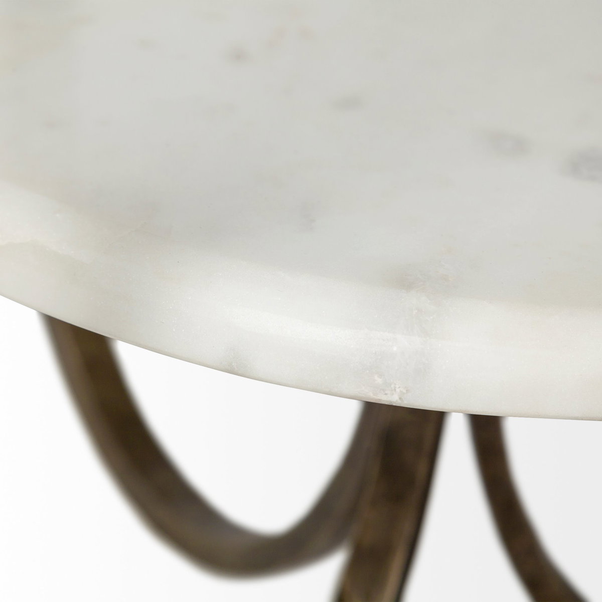 Reinhardt II 20' Round Glass Top Metal and Marble Detail End/Side Table, Side & End Table by Mercana, 20" length x 20" width x 24" height View 5