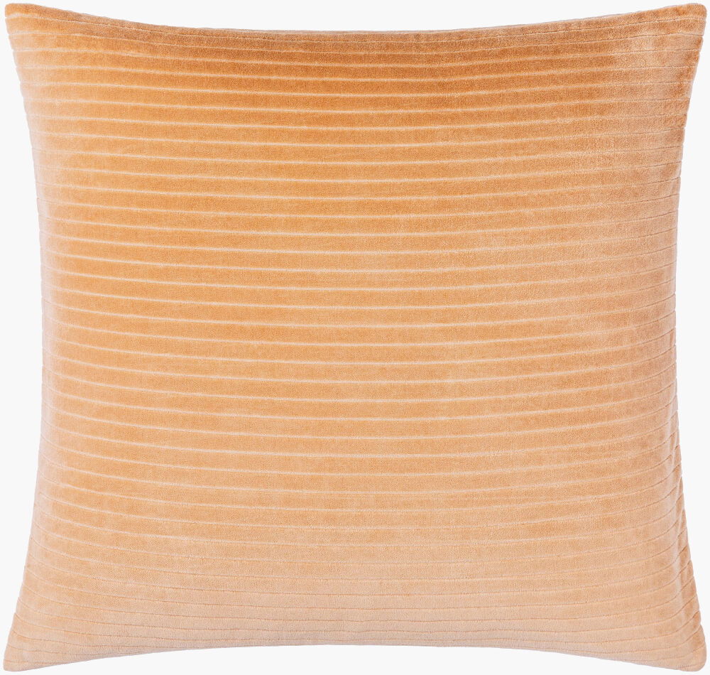 Cotton Velvet Stripes Accent Pillow Poly, Decorative Pillow by Surya, 22" length x 22" width