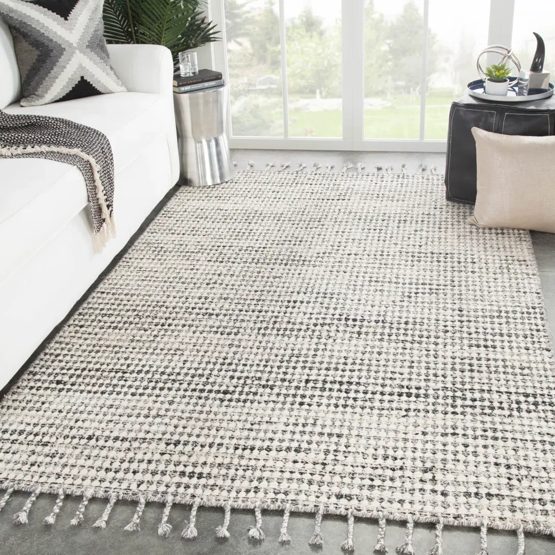 Armon Dot Hand-Woven Ivory/Black Area Rug large image 