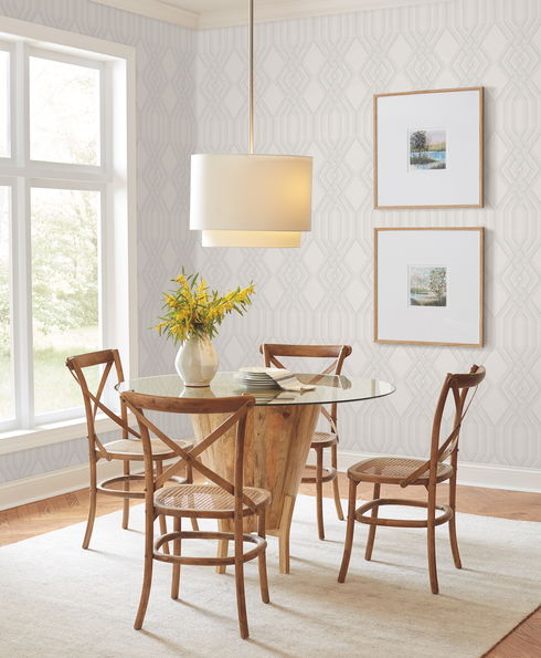 Ettched Lattice Taupe Wallpaper