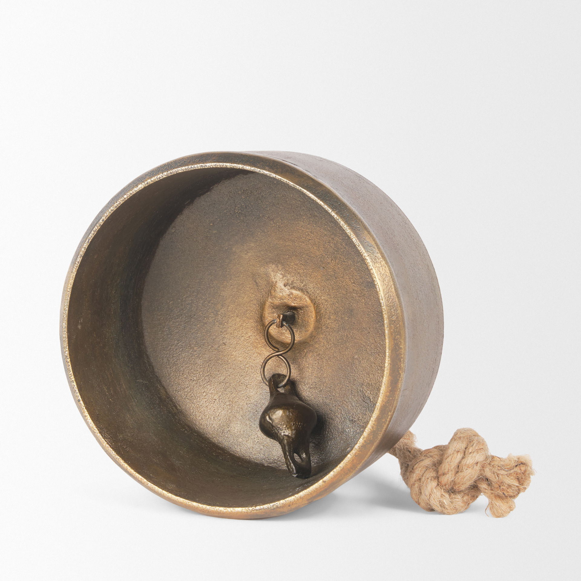 Quincy Large Gold Metal Decorative Bell Object, Decorative Object by Mercana, 7" length x 7" width x 7.75" height View 8